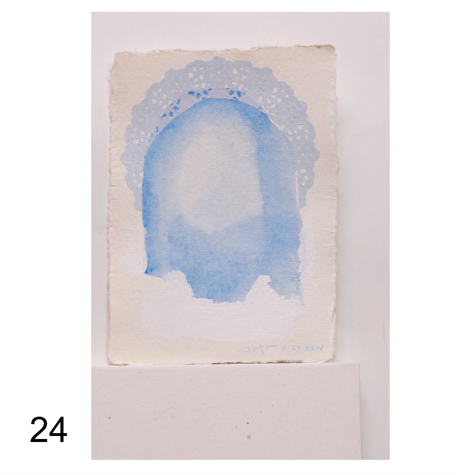 Works on Paper (5 x 7): Cristo (Blue Veil) Series