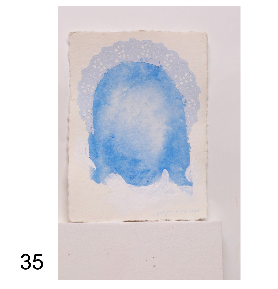 Works on Paper (5 x 7): Cristo (Blue Veil) Series